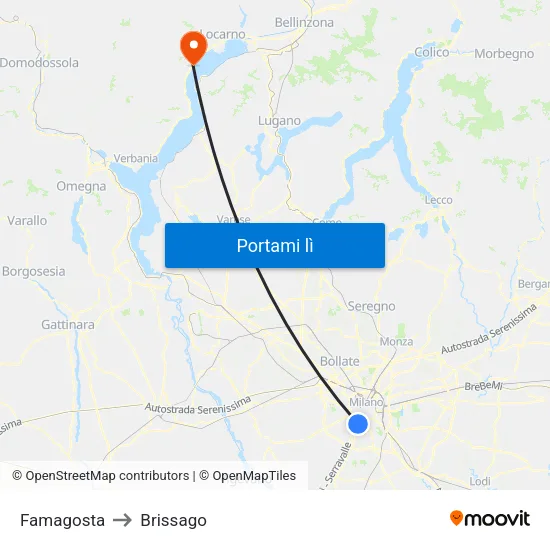Famagosta to Brissago map