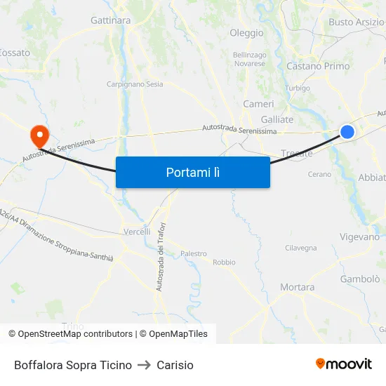 Boffalora Sopra Ticino to Carisio map