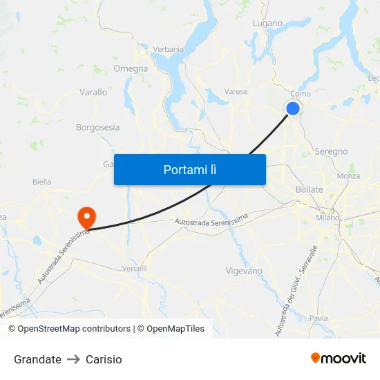 Grandate to Carisio map