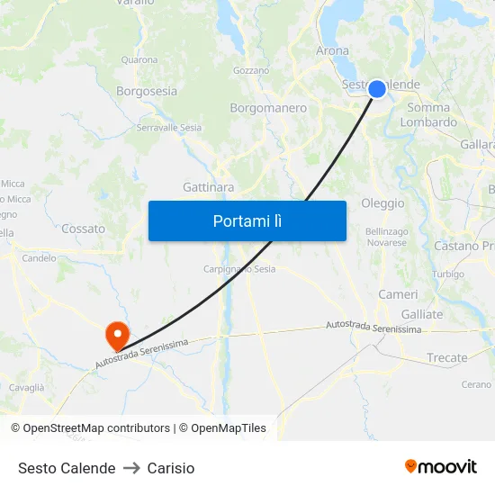 Sesto Calende to Carisio map