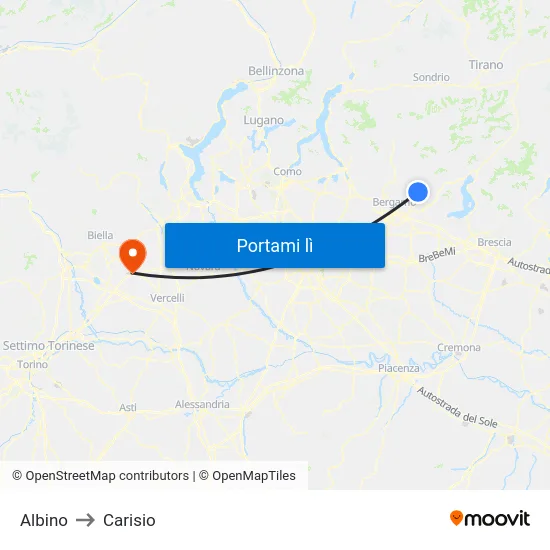 Albino to Carisio map