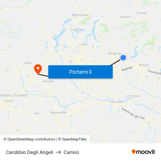 Carobbio Degli Angeli to Carisio map
