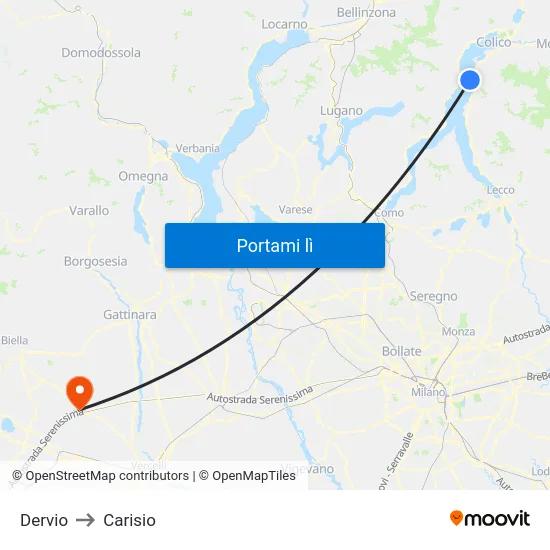Dervio to Carisio map
