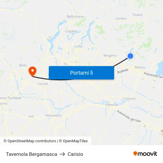 Tavernola Bergamasca to Carisio map