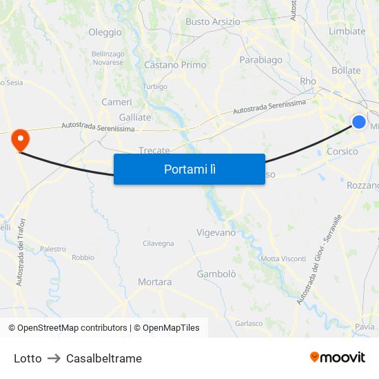 Lotto to Casalbeltrame map