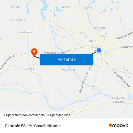 Centrale FS to Casalbeltrame map