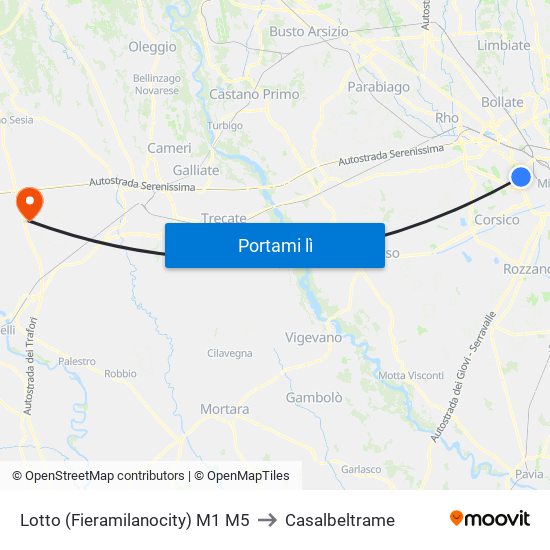 Lotto (Fieramilanocity) M1 M5 to Casalbeltrame map