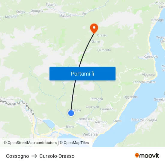 Cossogno to Cursolo-Orasso map