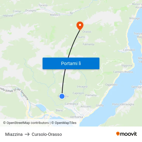 Miazzina to Cursolo-Orasso map