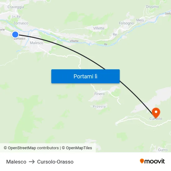 Malesco to Cursolo-Orasso map