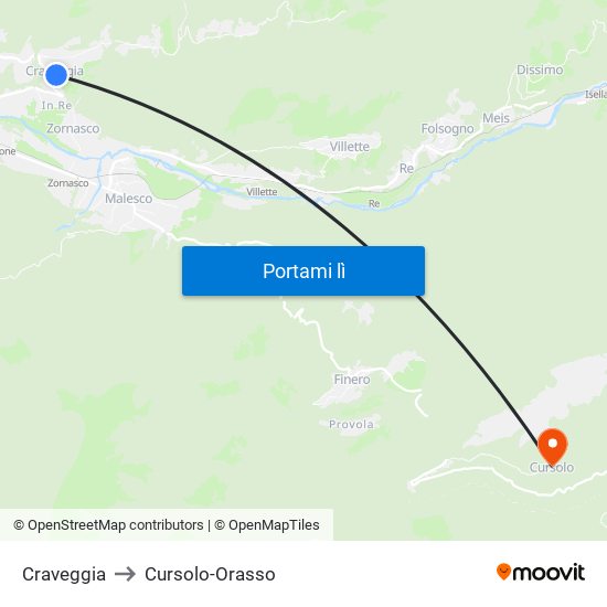 Craveggia to Cursolo-Orasso map