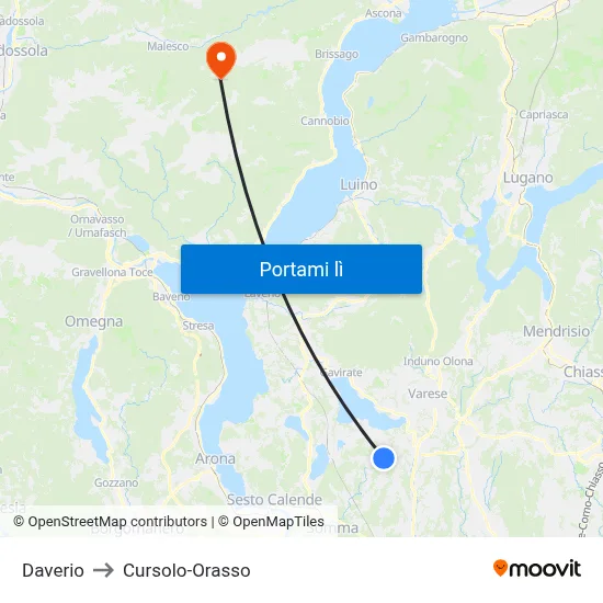 Daverio to Cursolo-Orasso map
