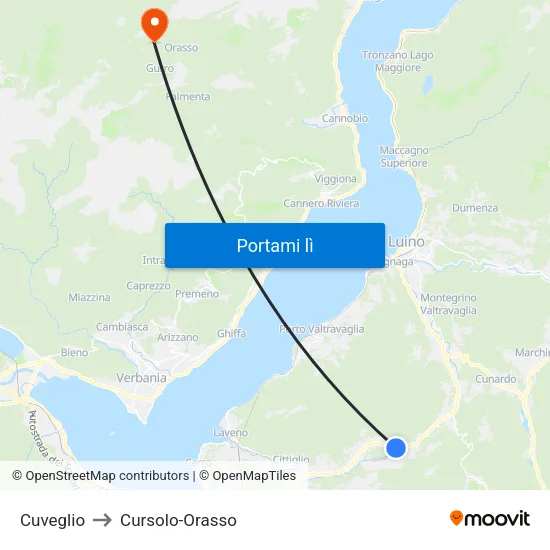 Cuveglio to Cursolo-Orasso map