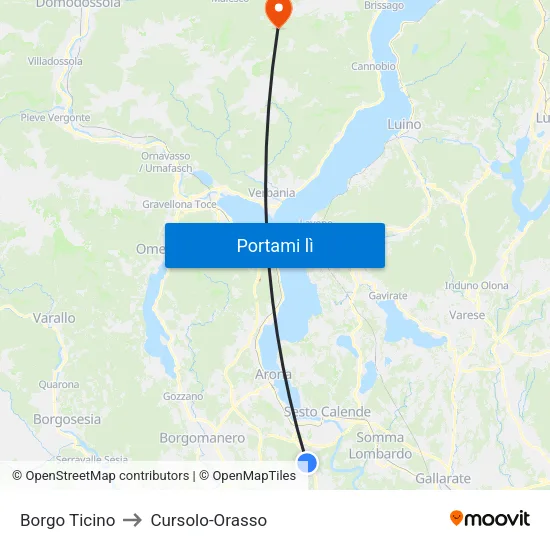 Borgo Ticino to Cursolo-Orasso map