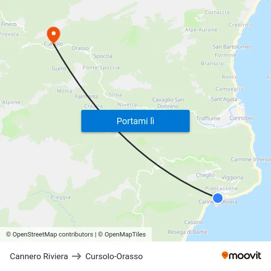 Cannero Riviera to Cursolo-Orasso map