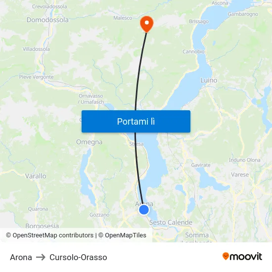 Arona to Cursolo-Orasso map