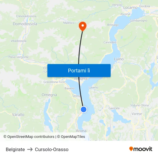 Belgirate to Cursolo-Orasso map