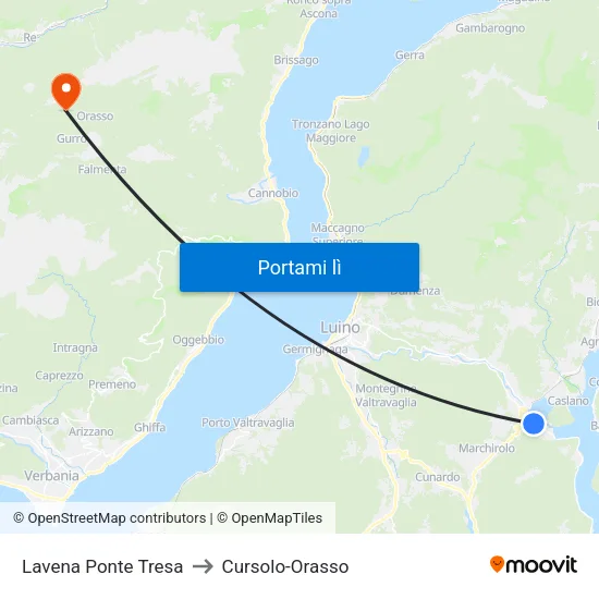Lavena Ponte Tresa to Cursolo-Orasso map
