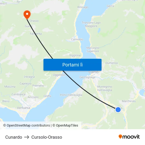 Cunardo to Cursolo-Orasso map