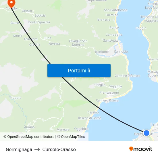Germignaga to Cursolo-Orasso map
