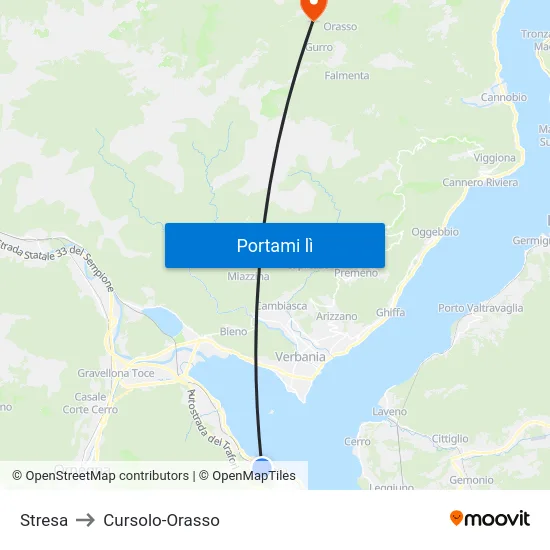Stresa to Cursolo-Orasso map