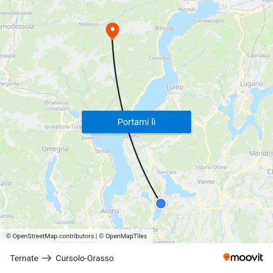 Ternate to Cursolo-Orasso map