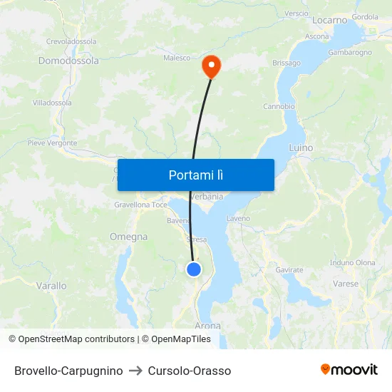 Brovello-Carpugnino to Cursolo-Orasso map