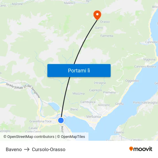Baveno to Cursolo-Orasso map