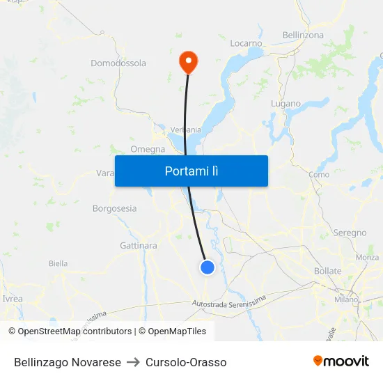 Bellinzago Novarese to Cursolo-Orasso map