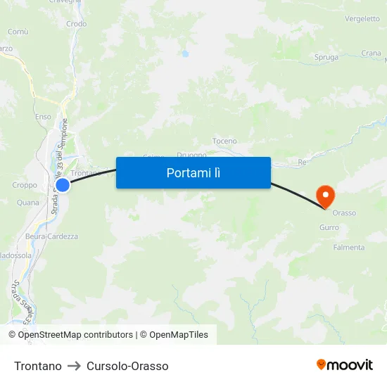Trontano to Cursolo-Orasso map