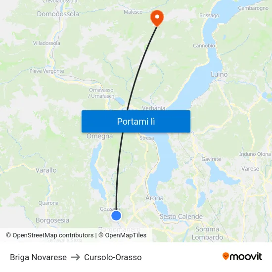 Briga Novarese to Cursolo-Orasso map