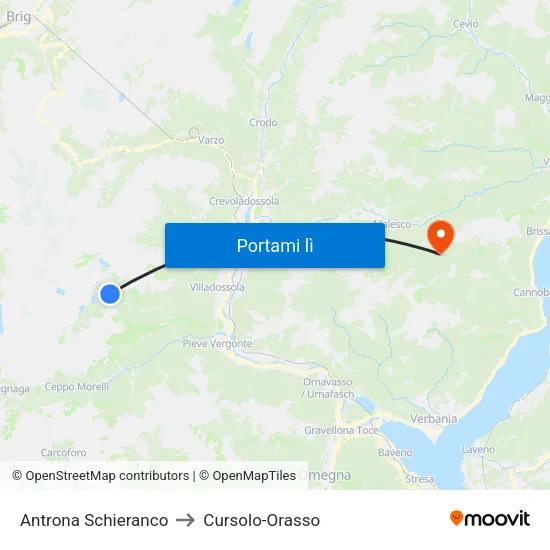 Antrona Schieranco to Cursolo-Orasso map