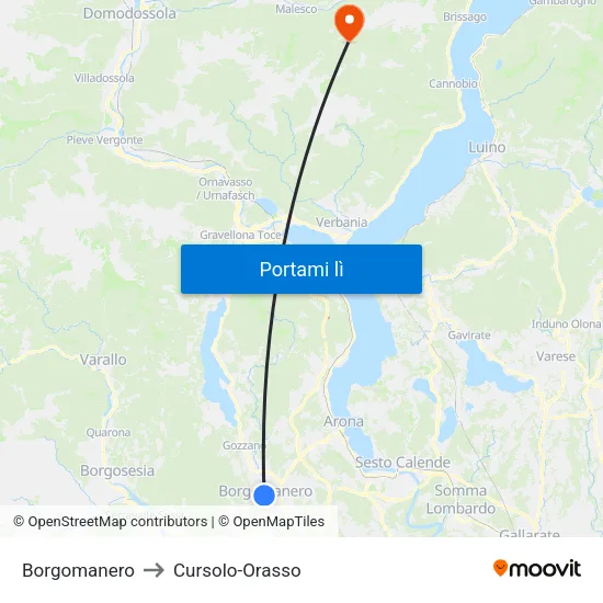 Borgomanero to Cursolo-Orasso map