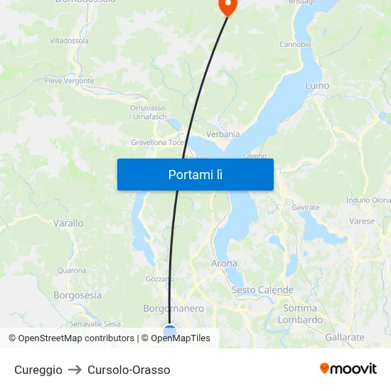 Cureggio to Cursolo-Orasso map