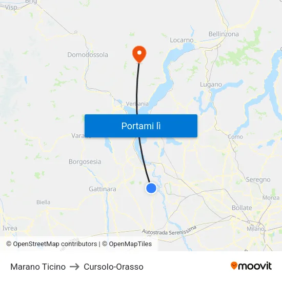 Marano Ticino to Cursolo-Orasso map