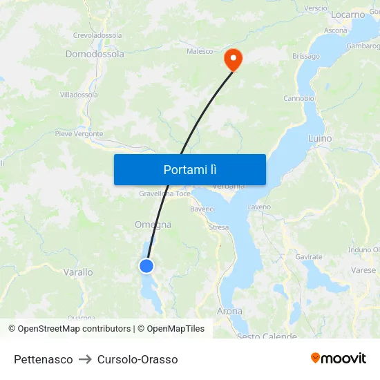 Pettenasco to Cursolo-Orasso map