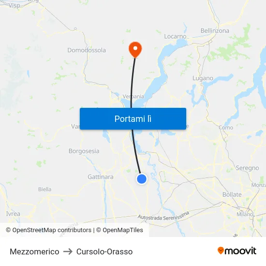 Mezzomerico to Cursolo-Orasso map