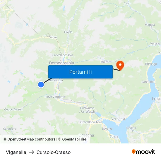 Viganella to Cursolo-Orasso map