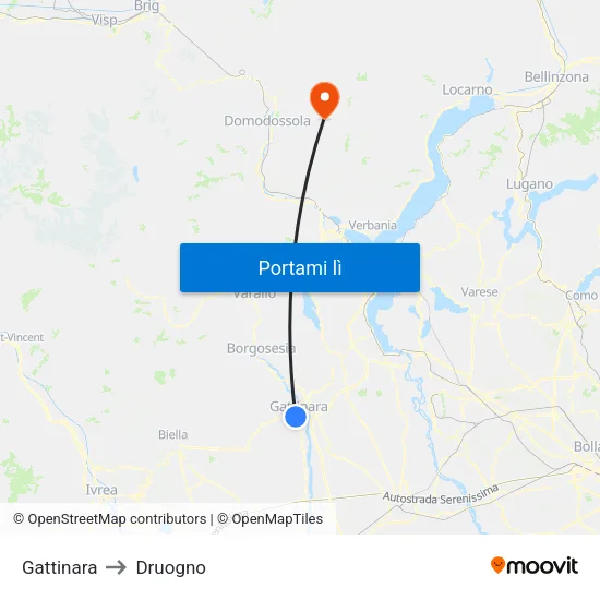 Gattinara to Druogno map