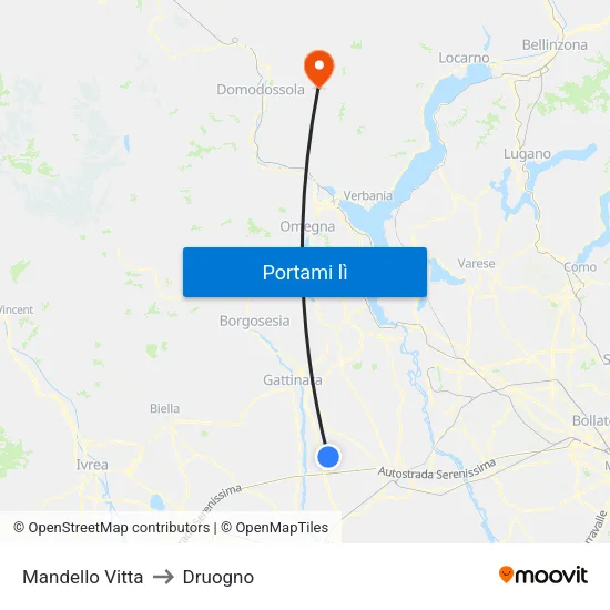 Mandello Vitta to Druogno map