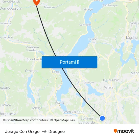 Jerago Con Orago to Druogno map