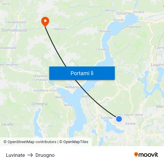 Luvinate to Druogno map