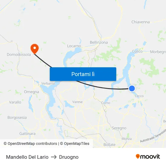 Mandello Del Lario to Druogno map