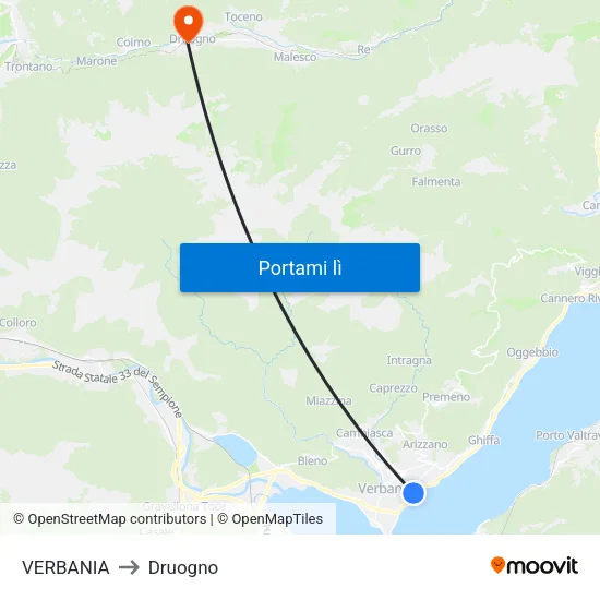 VERBANIA to Druogno map