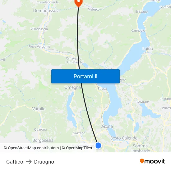 Gattico to Druogno map