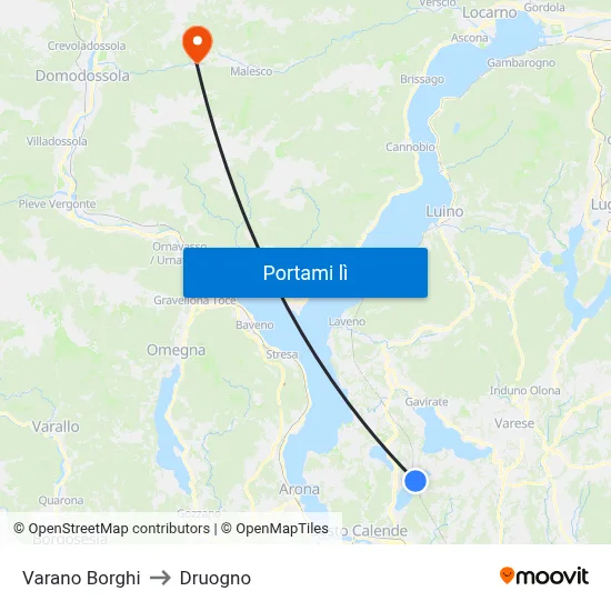 Varano Borghi to Druogno map