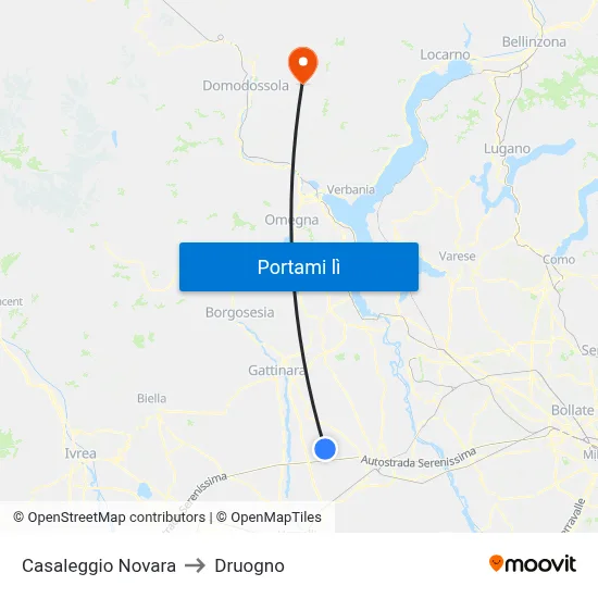 Casaleggio Novara to Druogno map