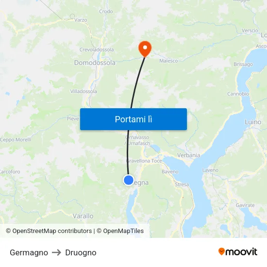 Germagno to Druogno map