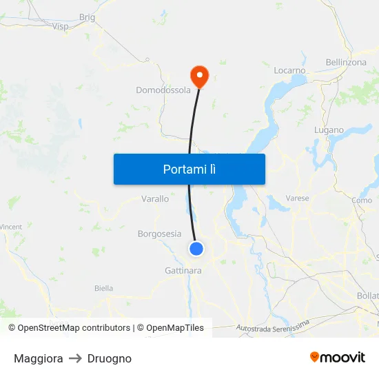 Maggiora to Druogno map