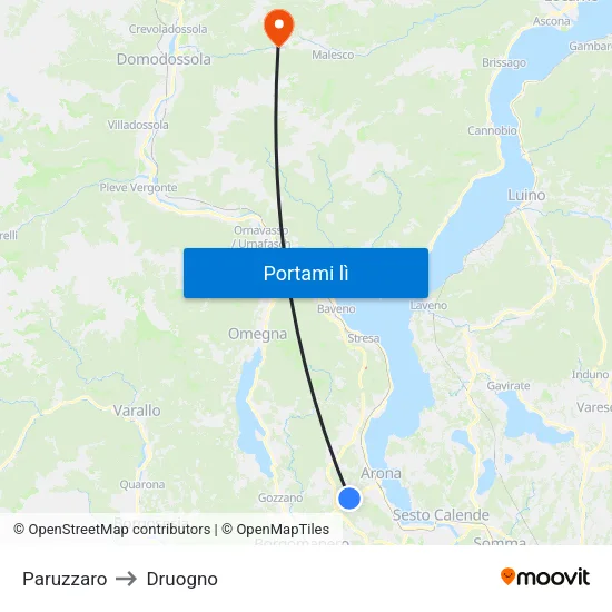 Paruzzaro to Druogno map